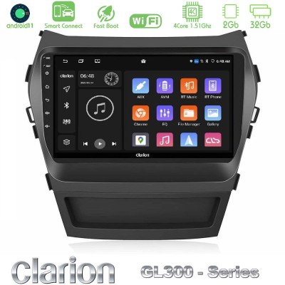Clarion GL300 Series 4Core Android11 2+32GB Hyundai iX45 2012-2017 Navigation Multimedia Tablet 9" Με Carplay & Android Auto