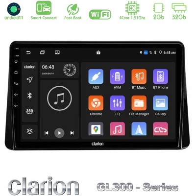 Clarion GL300 Series 4Core Android11 2+32GB Mitsubishi Eclipse Cross 2018-2023 Navigation Multimedia Tablet 9" Με Carplay & Andr