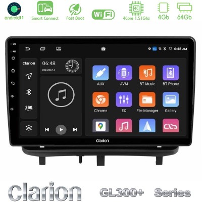 Clarion GL300+ Series 4Core Android11 4+64GB Opel Corsa D 2006-2014 Navigation Multimedia Tablet 9" (Top Mount)