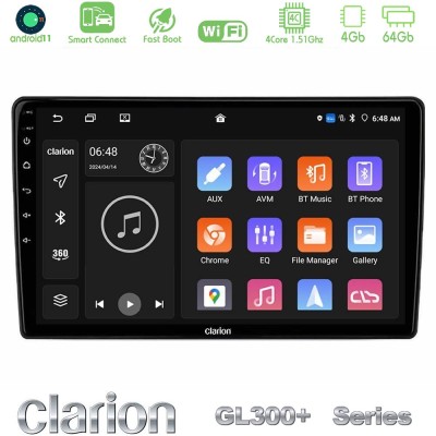 Clarion GL300+ Series 4Core Android11 4+64GB Nissan Navara 2010-2015 (High Version) Navigation Multimedia Tablet 9"