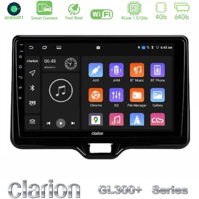 Clarion GL300+ Series 4Core Android11 4+64GB Toyota Yaris Cross RHD 2020- (Low Version) Navigation Multimedia Tablet 9"