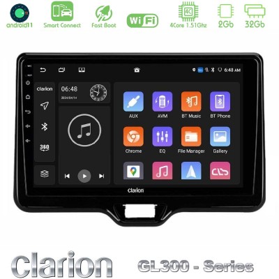 Clarion GL300 Series 4Core Android11 2+32GB Toyota Yaris Cross RHD 2020- (Low Version) Navigation Multimedia Tablet 9" Με Carpla
