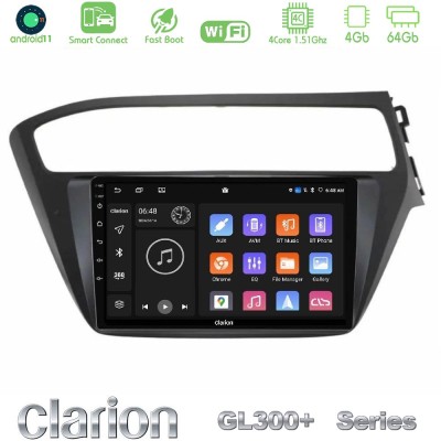 Clarion GL300+ Series 4Core Android11 4+64GB Hyundai i20 2018-2020 RHD Navigation Multimedia Tablet 9"