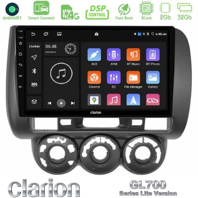 Clarion GL700 Lite Series 8Core Android11 2+32GB Honda Jazz (Fit) 2002-2008 (RHD) Manual A/C Navigation Multimedia Tablet 9" Με 