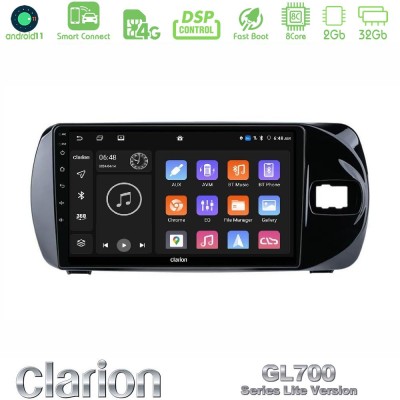 Clarion GL700 Lite Series 8Core Android11 2+32GB Toyota Yaris (Vitz) 2015-2020 RHD Navigation Multimedia Tablet 9" Με Carplay & 