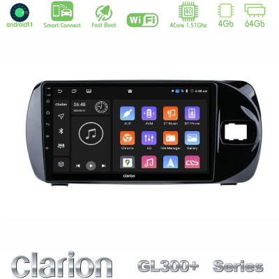 Clarion GL300+ Series 4Core Android11 4+64GB Toyota Yaris (Vitz) 2015-2020 RHD Navigation Multimedia Tablet 9"