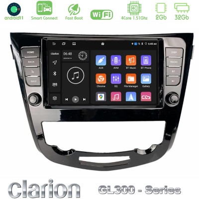Clarion GL300 Series 4Core Android11 2+32GB Nissan Qashqai J11 (AUTO A/C) Navigation Multimedia Tablet 9" Με Carplay & Android A