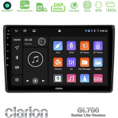 Clarion GL700 Lite Series 8Core Android11 6+128GB Audi A4 B7 Navigation Multimedia Tablet 9" Με Carplay & Android Auto