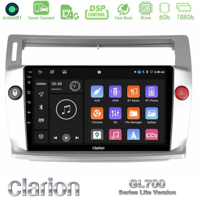 Clarion GL700 Lite Series 8Core Android11 6+128GB Citroen C4 2004-2010 Navigation Multimedia Tablet 9" Με Carplay & Android Auto