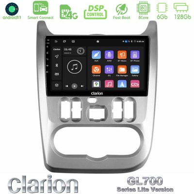 Clarion GL700 Lite Series 8Core Android11 6+128GB Dacia Duster/Sandero/Logan Navigation Multimedia Tablet 9" Με Carplay & Androi