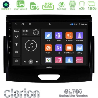 Clarion GL700 Lite Series 8Core Android11 6+128GB Ford Ranger 2017-2022 Navigation Multimedia Tablet 9" Με Carplay & Android Aut