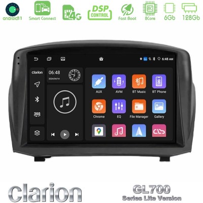 Clarion GL700 Lite Series 8Core Android11 6+128GB Ford Fiesta 2008-2016 Navigation Multimedia Tablet 9" (Oem Style) Με Carplay &