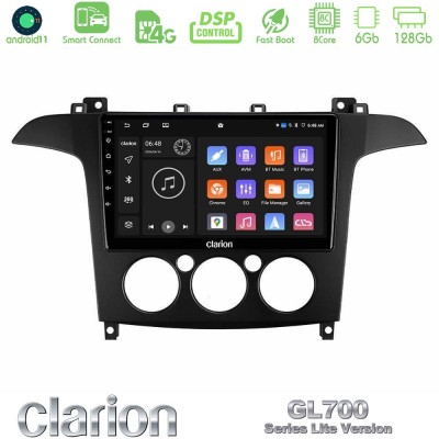Clarion GL700 Lite Series 8Core Android11 6+128GB Ford S-Max 2006-2008 (manual A/C) Navigation Multimedia Tablet 9" Με Carplay &