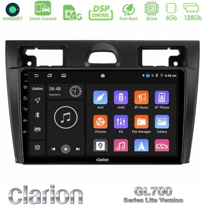 Clarion GL700 Lite Series 8Core Android11 6+128GB Ford Fiesta/Fusion Navigation Multimedia Tablet 9" Με Carplay & Android Auto