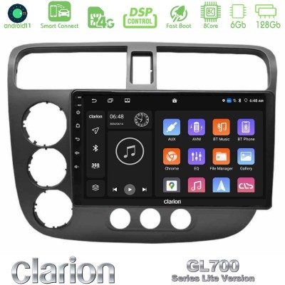 Clarion GL700 Lite Series 8Core Android11 6+128GB Honda Civic 2001-2005 Navigation Multimedia Tablet 9" Με Carplay & Android Aut