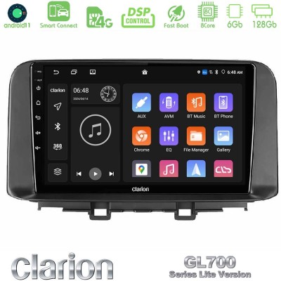 Clarion GL700 Lite Series 8Core Android11 6+128GB Hyundai Kona 2018-2023 Navigation Multimedia Tablet 10" Με Carplay & Android A