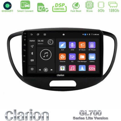 Clarion GL700 Lite Series 8Core Android11 6+128GB Hyundai i10 2008-2014 Navigation Multimedia Tablet 9" Με Carplay & Android Aut