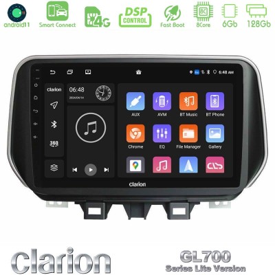 Clarion GL700 Lite Series 8Core Android11 6+128GB Hyundai ix35 Navigation Multimedia Tablet 10" Με Carplay & Android Auto