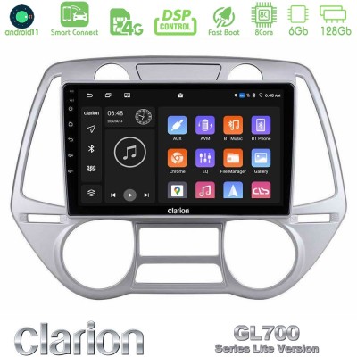 Clarion GL700 Lite Series 8Core Android11 6+128GB Hyundai i20 2009-2012 Auto A/C Navigation Multimedia Tablet 9" Με Carplay & An