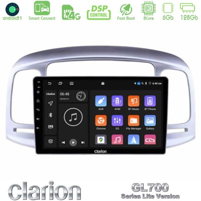 Clarion GL700 Lite Series 8Core Android11 6+128GB Hyundai Accent 2006-2011 Navigation Multimedia Tablet 9" Με Carplay & Android 
