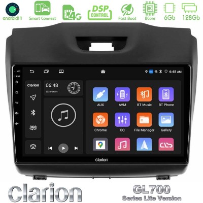 Clarion GL700 Lite Series 8Core Android11 6+128GB Isuzu D-MAX 2012-2019 Navigation Multimedia Tablet 9" Με Carplay & Android Aut