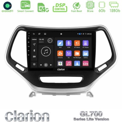 Clarion GL700 Lite Series 8Core Android11 6+128GB Jeep Cherokee 2014-2019 Navigation Multimedia Tablet 9" (Ασημί Χρώμα) Με Carpl