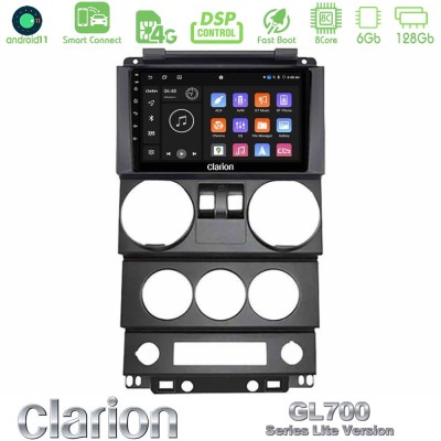 Clarion GL700 Lite Series 8Core Android11 6+128GB Jeep Wrangler 2Door 2008-2010 Navigation Multimedia Tablet 9" Με Carplay & And