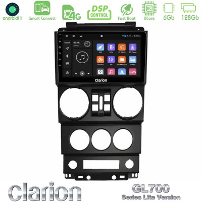 Clarion GL700 Lite Series 8Core Android11 6+128GB Jeep Wrangler 2008-2010 Navigation Multimedia Tablet 9" Με Carplay & Android A