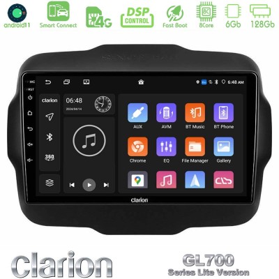 Clarion GL700 Lite Series 8Core Android11 6+128GB Jeep Renegade 2015-2019 Navigation Multimedia Tablet 9" Με Carplay & Android A