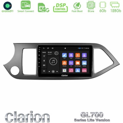 Clarion GL700 Lite Series 8Core Android11 6+128GB Kia Picanto Navigation Multimedia Tablet 9" Με Carplay & Android Auto