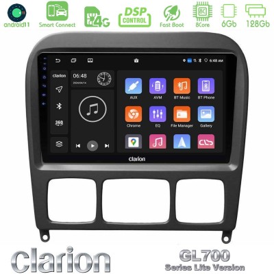 Clarion GL700 Lite Series 8Core Android11 6+128GB Mercedes S Class 1999-2004 (W220) Navigation Multimedia Tablet 9" Με Carplay &