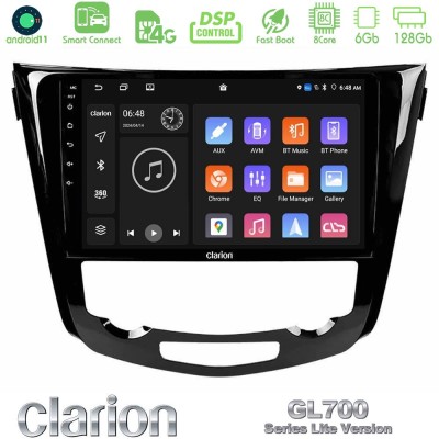 Clarion GL700 Lite Series 8Core Android11 6+128GB Nissan Qashqai J11 (AUTO A/C) Navigation Multimedia Tablet 10" Με Carplay & An
