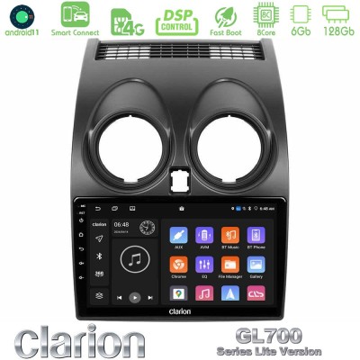 Clarion GL700 Lite Series 8Core Android11 6+128GB Nissan Qashqai J10 Navigation Multimedia Tablet 9" Με Carplay & Android Auto