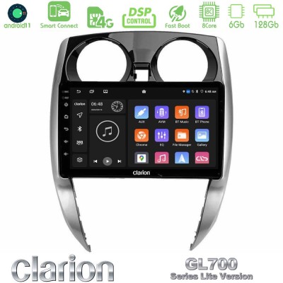 Clarion GL700 Lite Series 8Core Android11 6+128GB Nissan Note 2013-2018 Navigation Multimedia Tablet 10" Με Carplay & Android Au