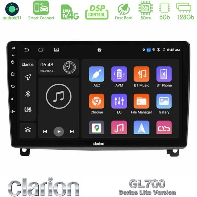 Clarion GL700 Lite Series 8Core Android11 6+128GB Peugeot 407 Navigation Multimedia Tablet 9" Με Carplay & Android Auto