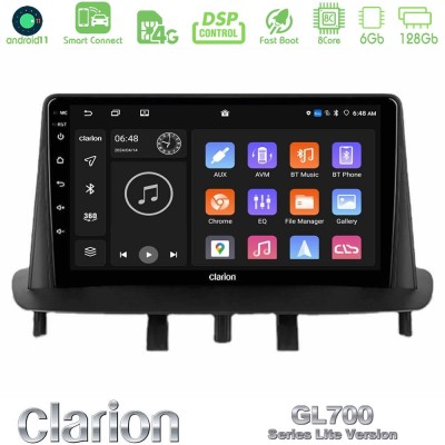 Clarion GL700 Lite Series 8Core Android11 6+128GB Renault Megane 3 2009-2015 Navigation Multimedia Tablet 9" Με Carplay & Androi