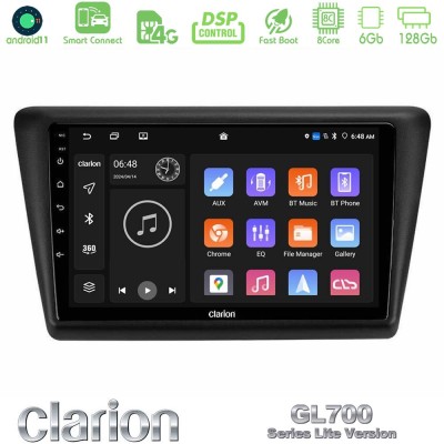 Clarion GL700 Lite Series 8Core Android11 6+128GB Skoda Rapid 2013-2017 Navigation Multimedia Tablet 9" Με Carplay & Android Aut