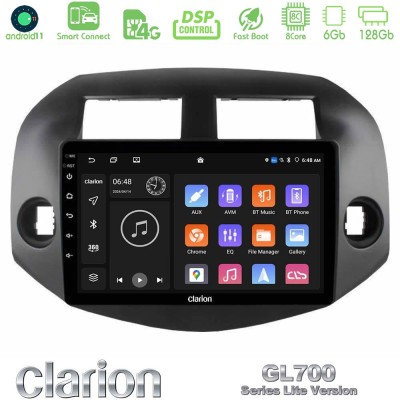 Clarion GL700 Lite Series 8Core Android11 6+128GB Toyota Rav4 2006-2012 Navigation Multimedia Tablet 10" Με Carplay & Android Au