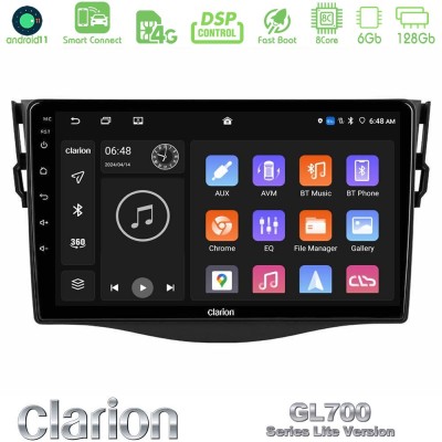 Clarion GL700 Lite Series 8Core Android11 6+128GB Toyota RAV4 Navigation Multimedia Tablet 9" Με Carplay & Android Auto