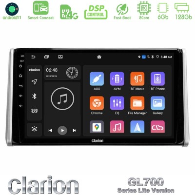 Clarion GL700 Lite Series 8Core Android11 6+128GB Toyota RAV4 2019-2023 Navigation Multimedia Tablet 10" Με Carplay & Android Au