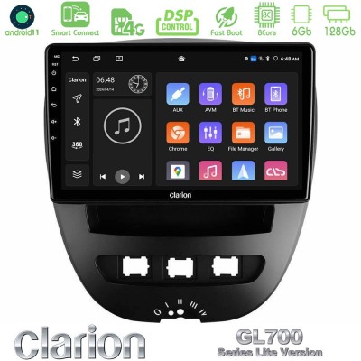 Clarion GL700 Lite Series 8Core Android11 6+128GB Toyota Aygo/Citroen C1/Peugeot 107 Navigation Multimedia Tablet 10" Με Carplay