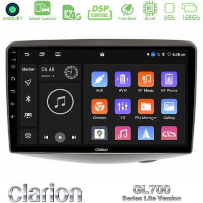 Clarion GL700 Lite Series 8Core Android11 6+128GB Toyota Yaris 1999 - 2006 Navigation Multimedia Tablet 9" Με Carplay & Android 