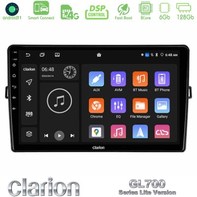 Clarion GL700 Lite Series 8Core Android11 6+128GB Toyota Auris Navigation Multimedia Tablet 10" Με Carplay & Android Auto
