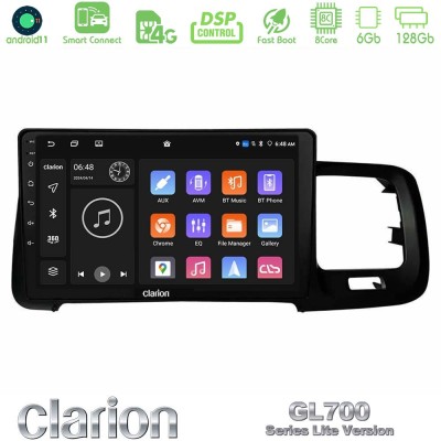 Clarion GL700 Lite Series 8Core Android11 6+128GB Volvo S60 2010-2018 Navigation Multimedia Tablet 9" Με Carplay & Android Auto