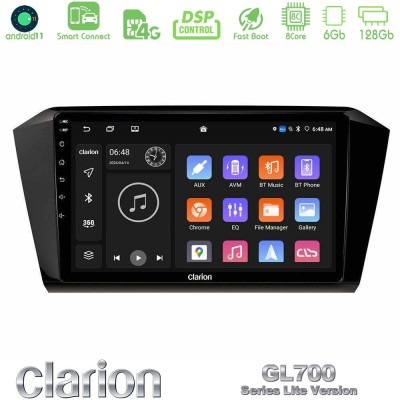 Clarion GL700 Lite Series 8Core Android11 6+128GB VW Passat Navigation Multimedia Tablet 10" Με Carplay & Android Auto