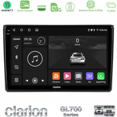 Clarion GL700 Series 8Core Android13 4+64GB Audi A4 B7 Navigation Multimedia Tablet 9" Με Carplay & Android Auto