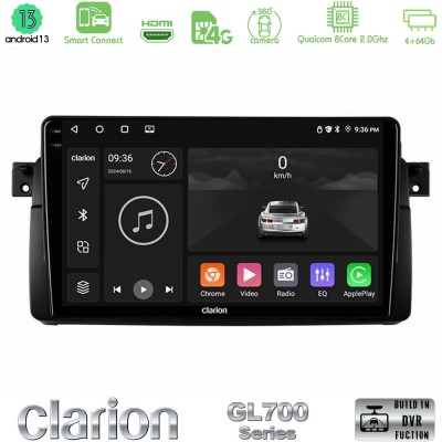 Clarion GL700 Series 8Core Android13 4+64GB BMW E46 Navigation Multimedia Tablet 9" Με Carplay & Android Auto