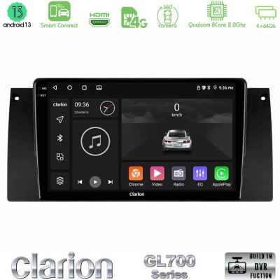 Clarion GL700 Series 8Core Android13 4+64GB BMW 5 Series (E39) / X5 (E53) Navigation Multimedia Tablet 9" Με Carplay & Android A