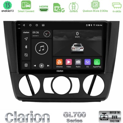 Clarion GL700 Series 8Core Android13 4+64GB BMW 1Series E81/E82/E87/E88 (MANUAL A/C) Navigation Multimedia Tablet 9" Με Carplay 