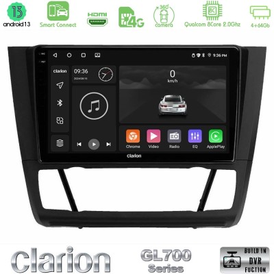 Clarion GL700 Series 8Core Android13 4+64GB BMW 1Series E81/E82/E87/E88 (AUTO A/C) Navigation Multimedia Tablet 9" Με Carplay & 